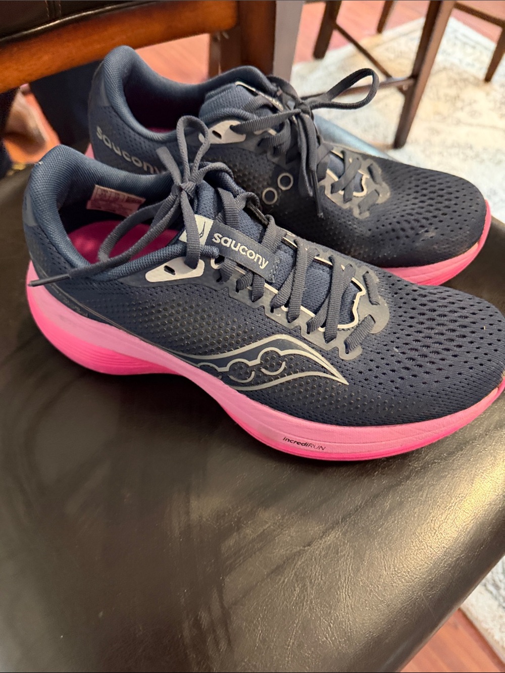Saucony Women's Navy with Pink Midsole Running Sneakers